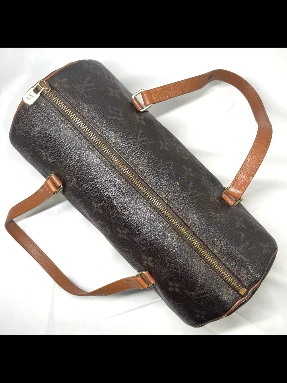 Louis Vuitton Monogram Brown & Tan Shoulder Barrel Bag with Pouch
